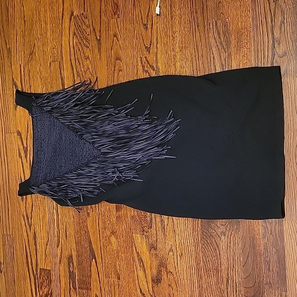 D. Exterior Black Straight Dress with Fringe Size S - Picture 1 of 5